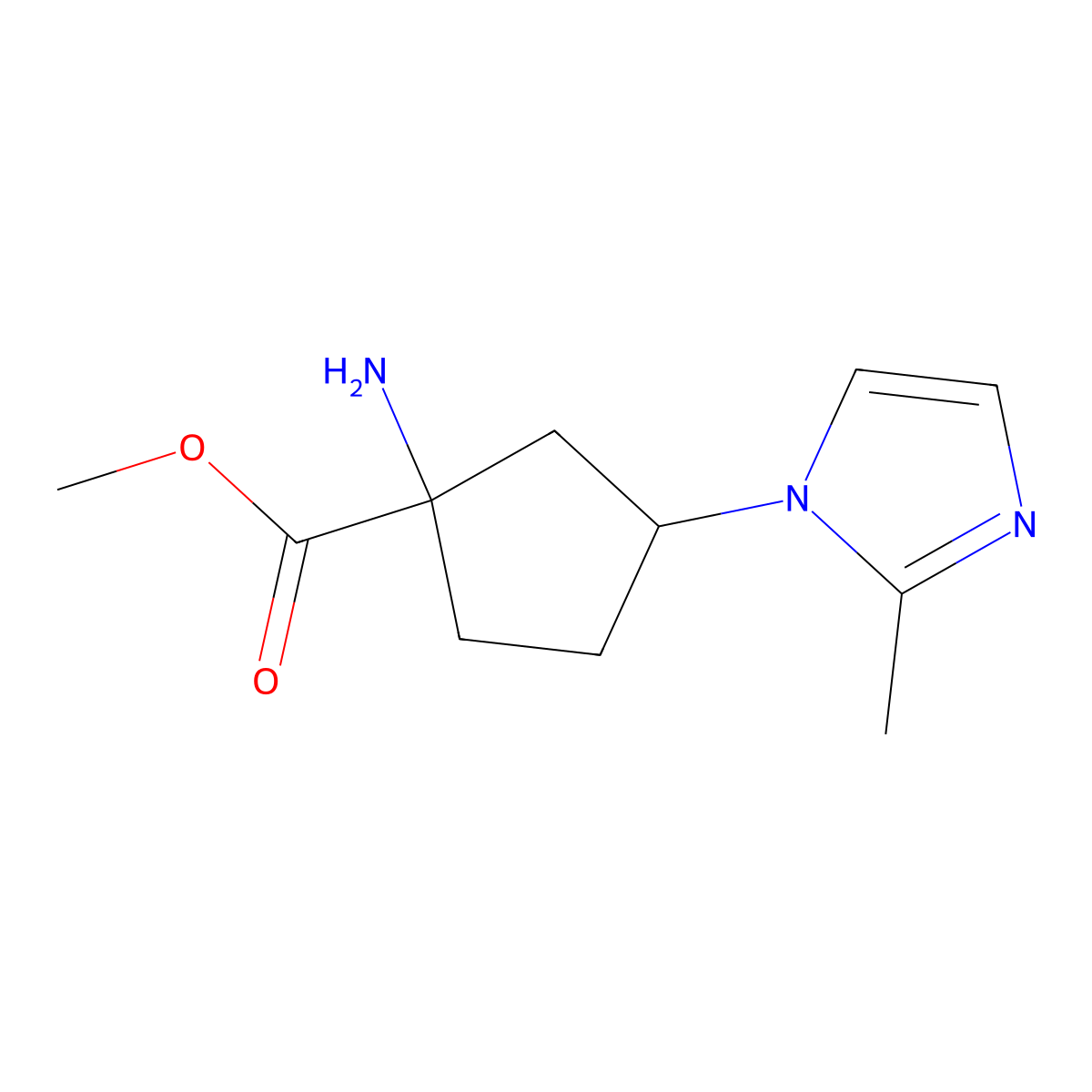 Methyl 1-amino-3-(2-methyl-1h-imidazol-1-yl)cyclopentane-1-carboxylate molecular structure, CAS 1522570-92-8