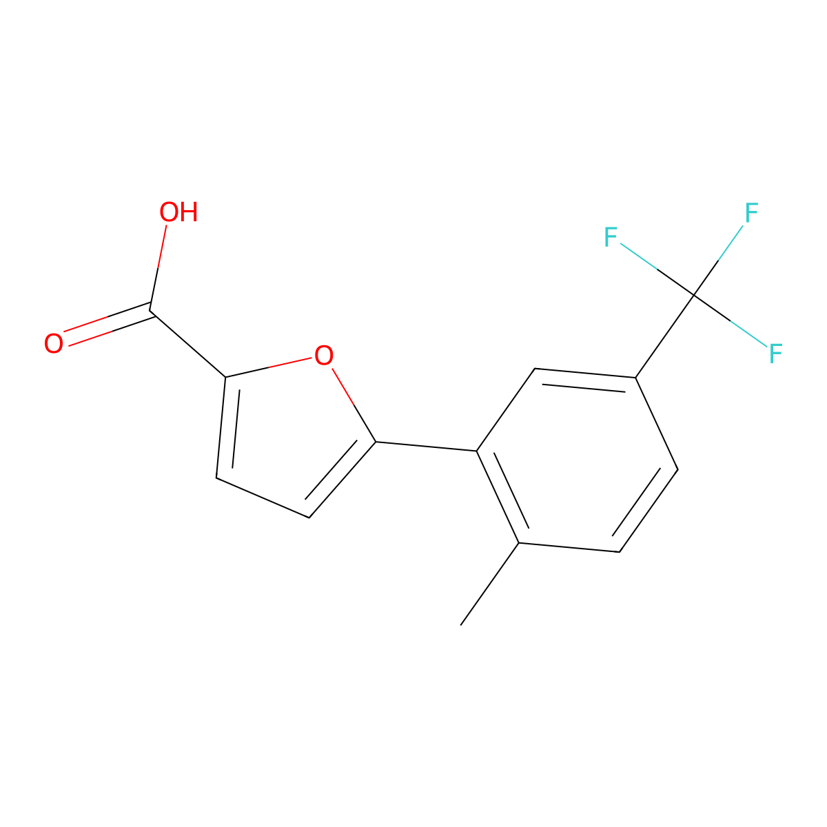 5-[2-Methyl-5-(trifluoromethyl)phenyl]-2-furancarboxylic acid molecular structure, CAS 1522583-57-8