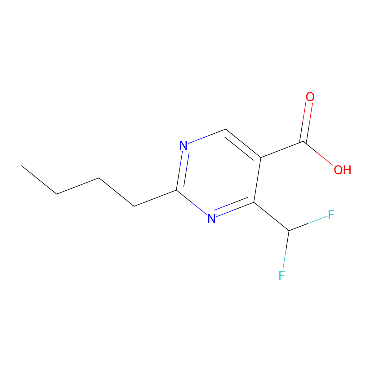 2-Butyl-4-(difluoromethyl)pyrimidine-5-carboxylic acid molecular structure, CAS 1522584-28-6