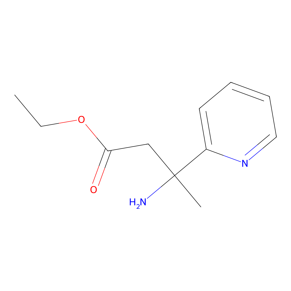 Ethyl 3-amino-3-(pyridin-2-yl)butanoate molecular structure, CAS 1522586-89-5