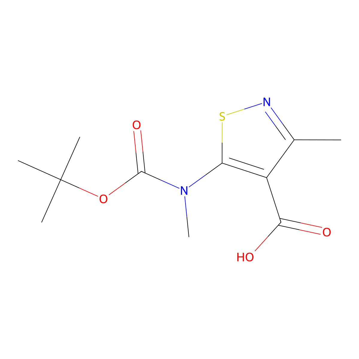5-{[(Tert-butoxy)carbonyl](methyl)amino}-3-methyl-1,2-thiazole-4-carboxylic acid molecular structure, CAS 1522587-27-4