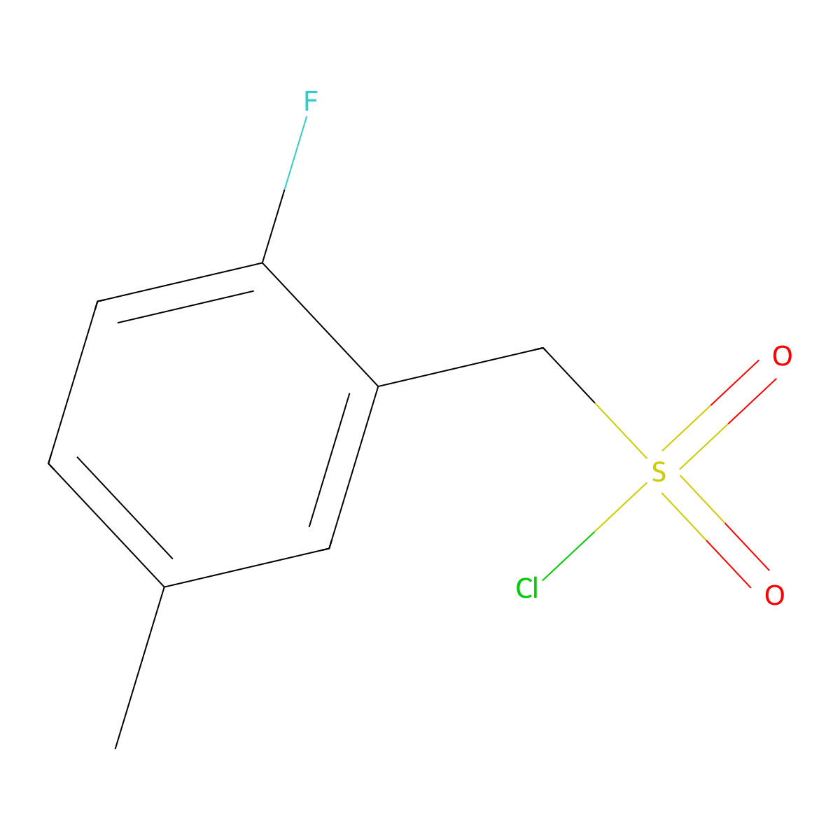 (2-Fluoro-5-methylphenyl)methanesulfonyl chloride molecular structure, CAS 1522603-99-1