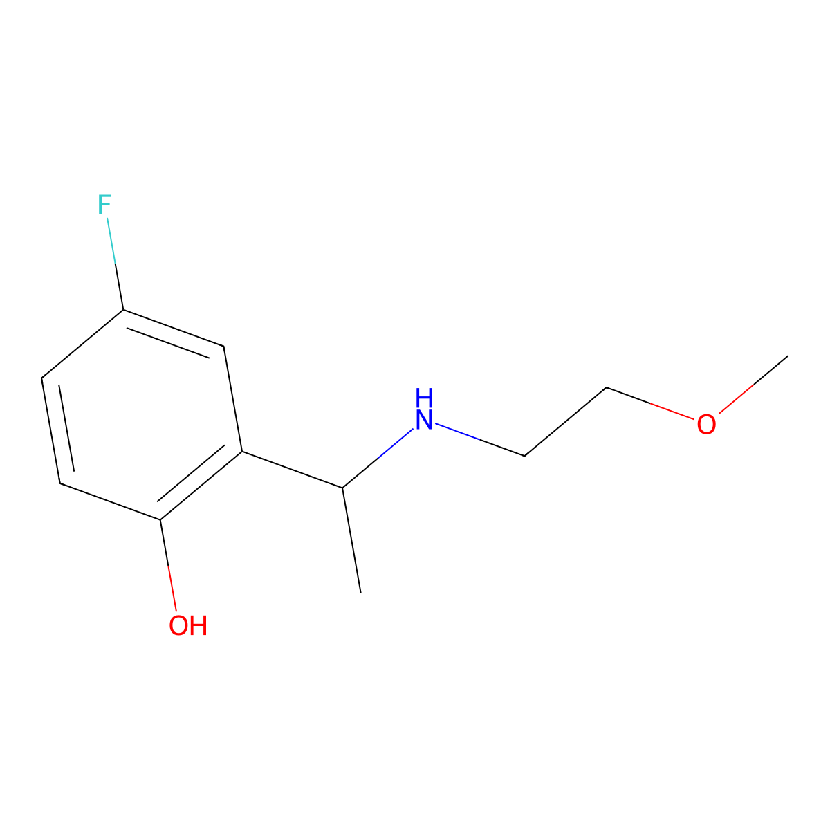 4-Fluoro-2-{1-[(2-methoxyethyl)amino]ethyl}phenol molecular structure, CAS 1522605-50-0