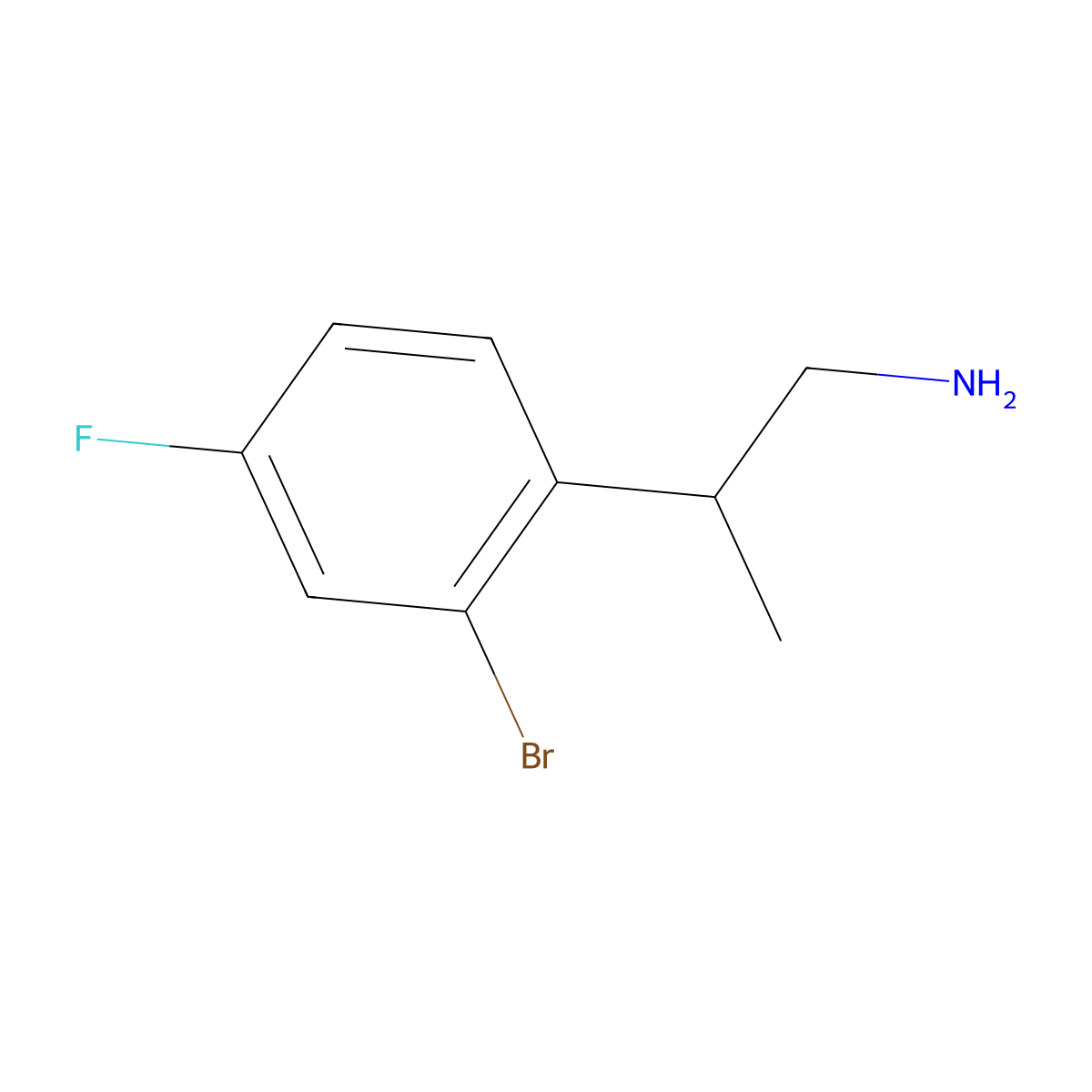 2-(2-Bromo-4-fluorophenyl)propan-1-amine molecular structure, CAS 1522616-63-2