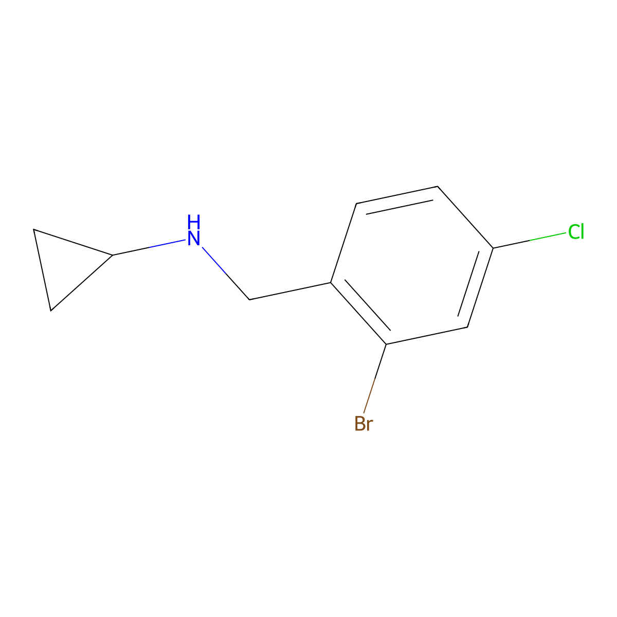 N-[(2-bromo-4-chlorophenyl)methyl]cyclopropanamine molecular structure, CAS 1522624-53-8