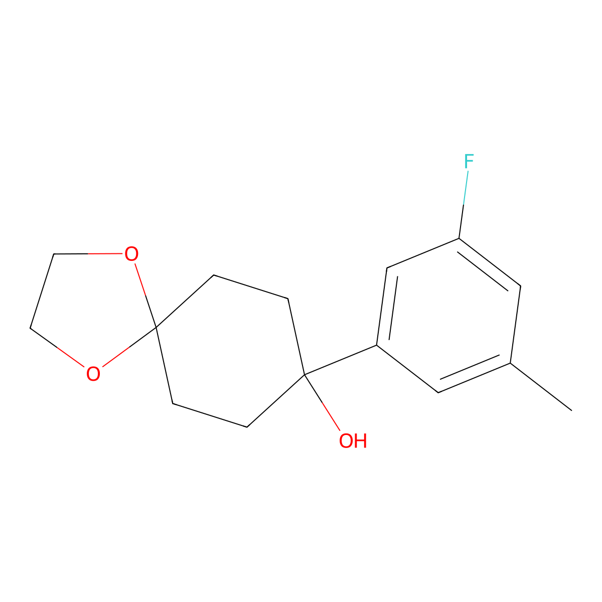 8-(3-Fluoro-5-methylphenyl)-1,4-dioxaspiro[4.5]decan-8-ol molecular structure, CAS 1522642-38-1