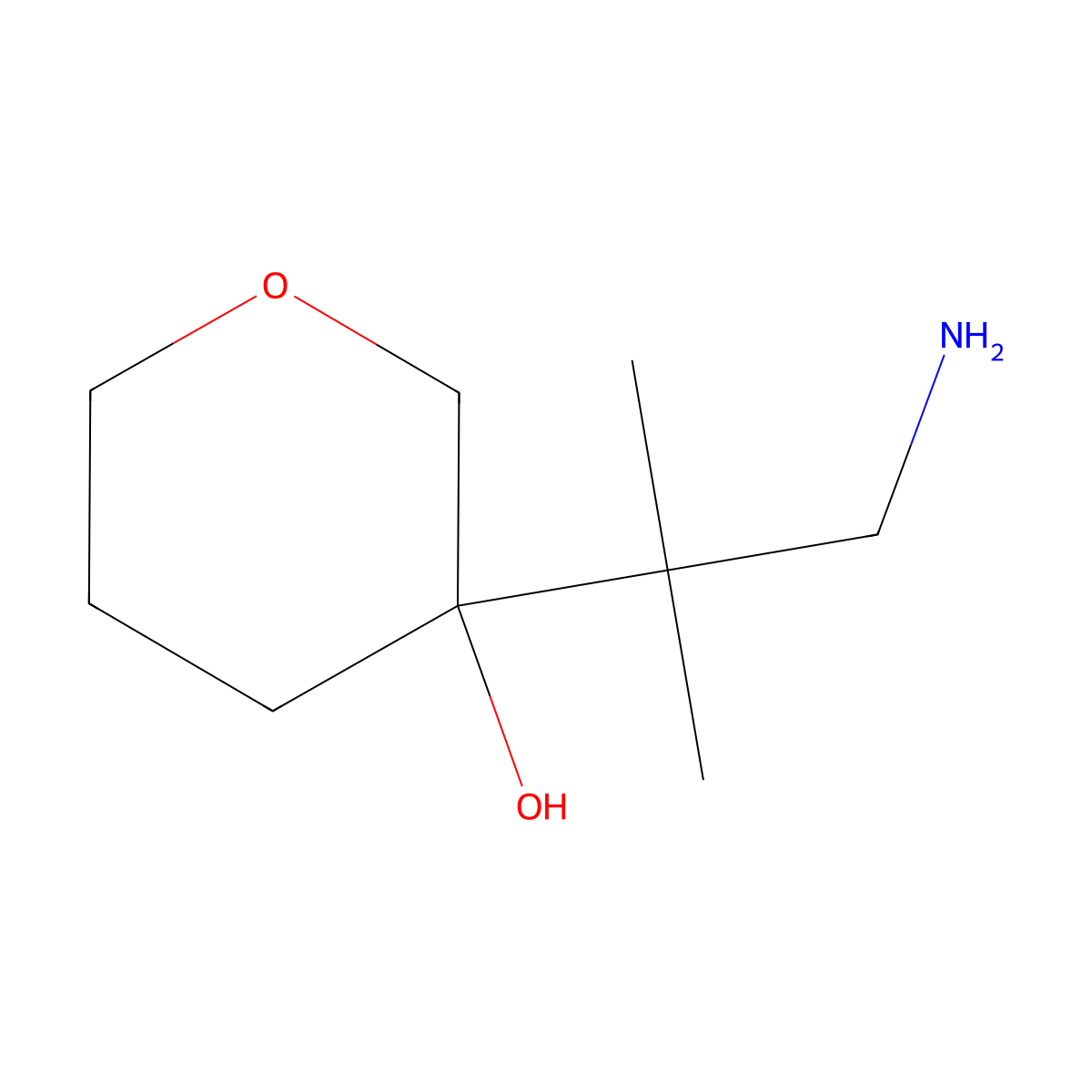 3-(1-Amino-2-methylpropan-2-yl)oxan-3-ol molecular structure, CAS 1522661-31-9