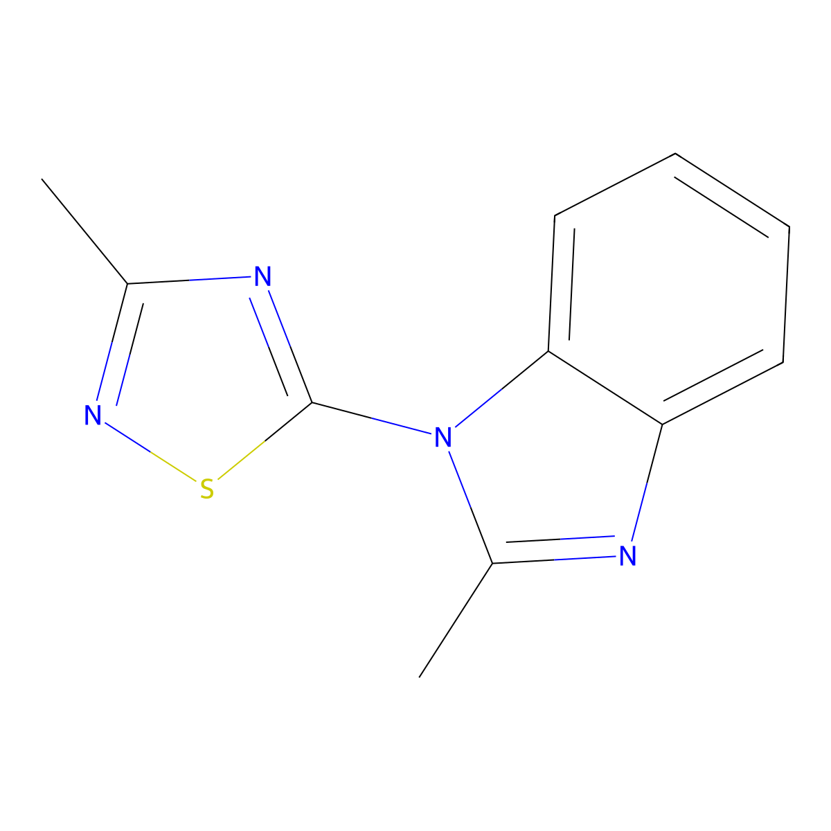 2-methyl-1-(3-methyl-1,2,4-thiadiazol-5-yl)-1H-1,3-benzodiazole molecular structure, CAS 1522661-62-6