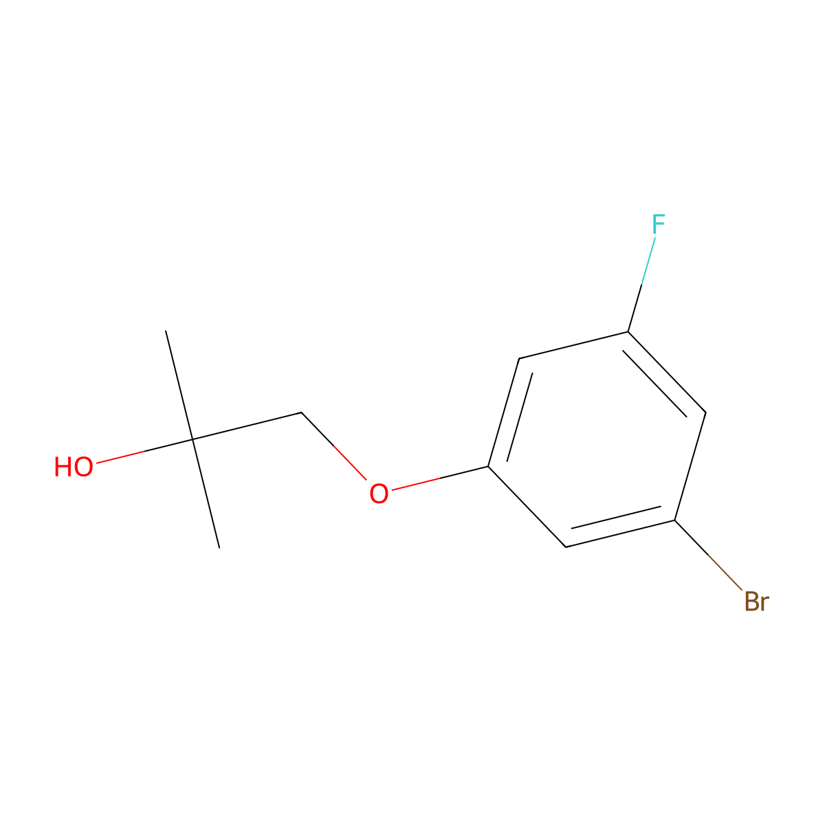 1-(3-Bromo-5-fluorophenoxy)-2-methylpropan-2-ol molecular structure, CAS 1522666-32-5