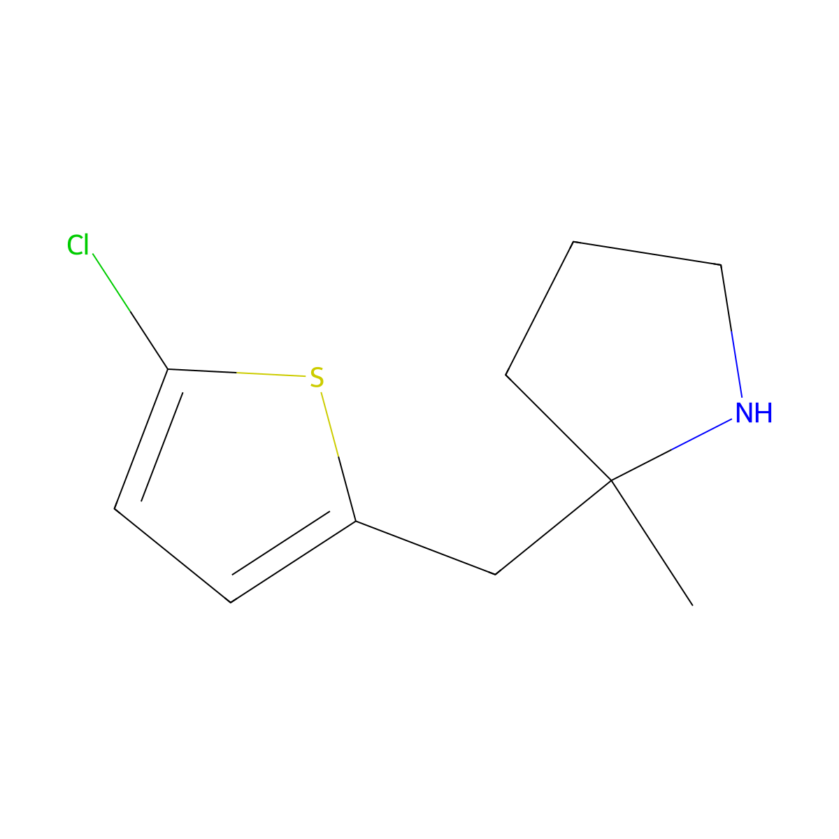 2-[(5-Chlorothiophen-2-yl)methyl]-2-methylpyrrolidine molecular structure, CAS 1522674-68-5