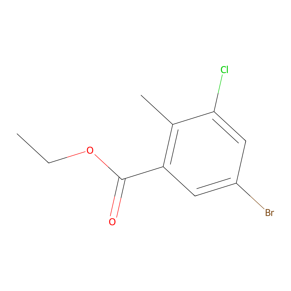 Ethyl 5-bromo-3-chloro-2-methylbenzoate molecular structure, CAS 1522692-76-7