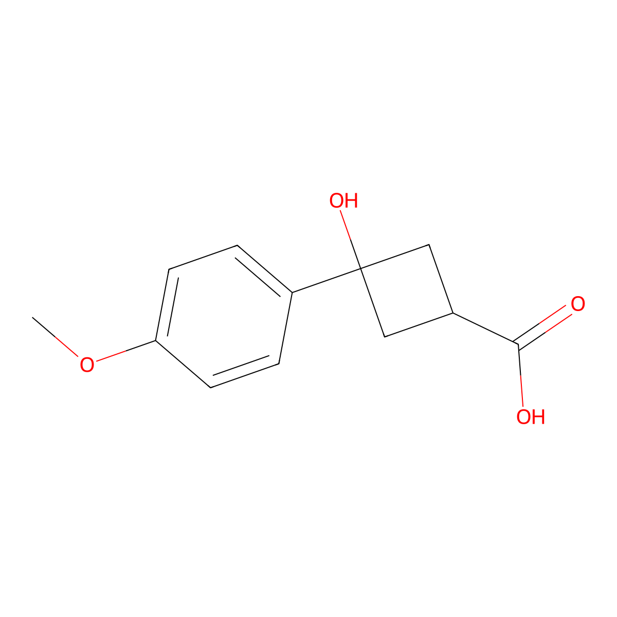 3-Hydroxy-3-(4-methoxyphenyl)cyclobutanecarboxylic acid molecular structure, CAS 1522695-46-0