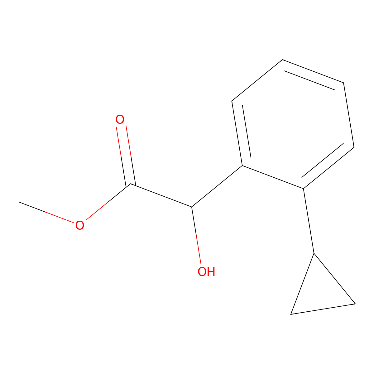 Methyl 2-(2-cyclopropylphenyl)-2-hydroxyacetate molecular structure, CAS 1522698-53-8