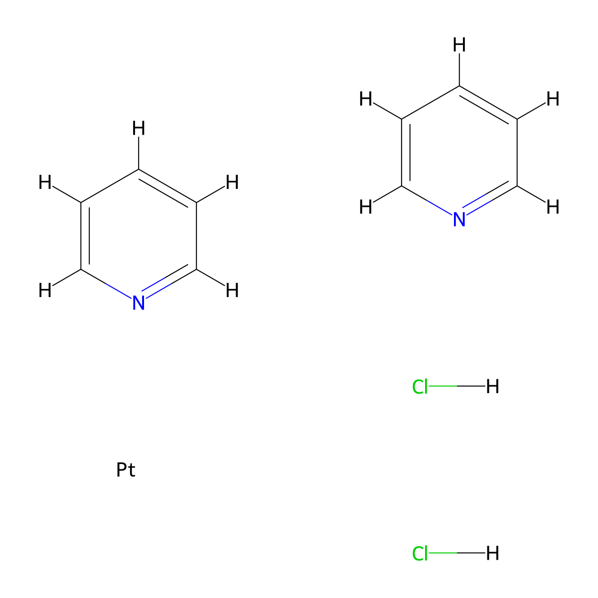 cis-Dichlorobis(pyridine)platinum(II) molecular structure, CAS 15227-42-6