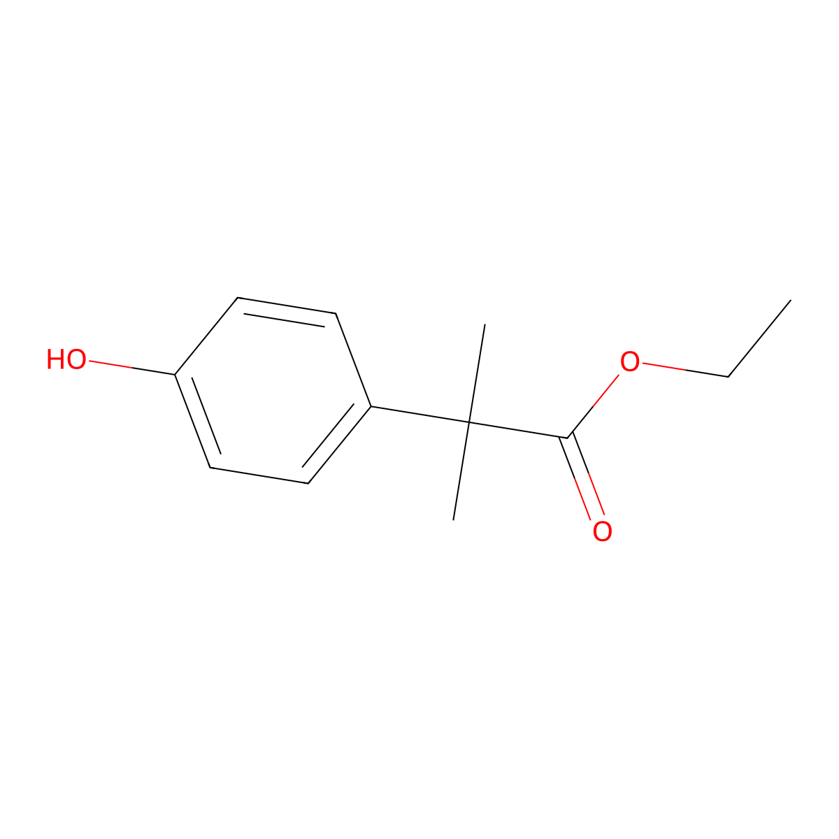 Ethyl 2-(4-hydroxyphenyl)-2-methylpropanoate molecular structure, CAS 152270-53-6