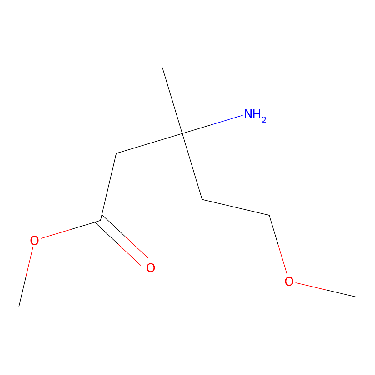 Methyl 3-amino-5-methoxy-3-methylpentanoate molecular structure, CAS 1522701-98-9