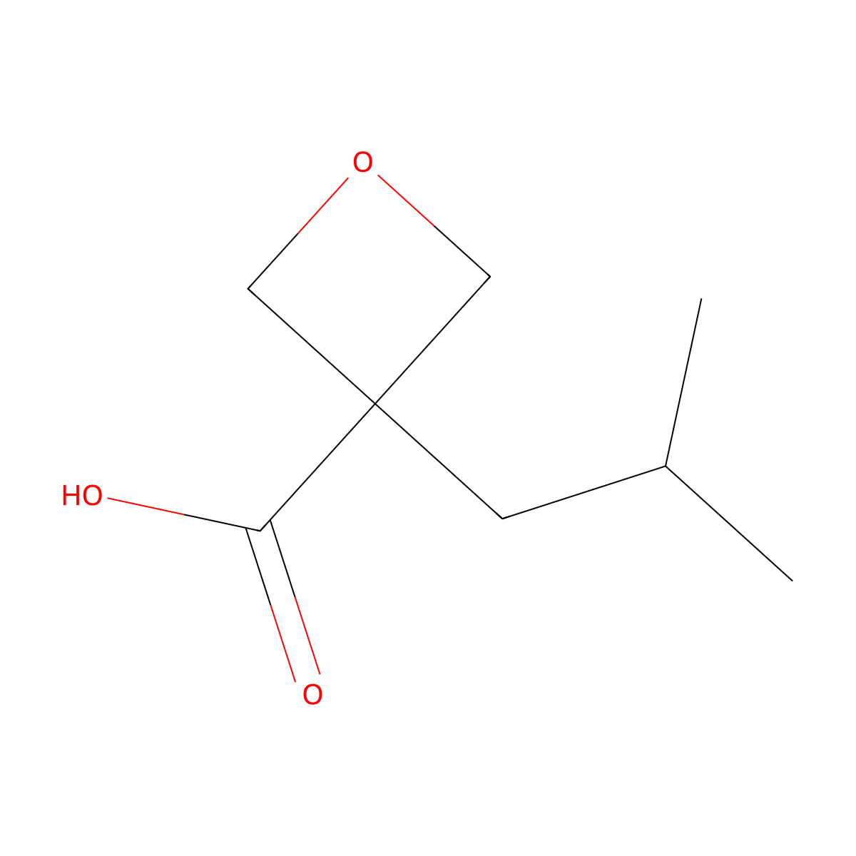 3-(2-Methylpropyl)oxetane-3-carboxylic acid molecular structure, CAS 1522703-56-5