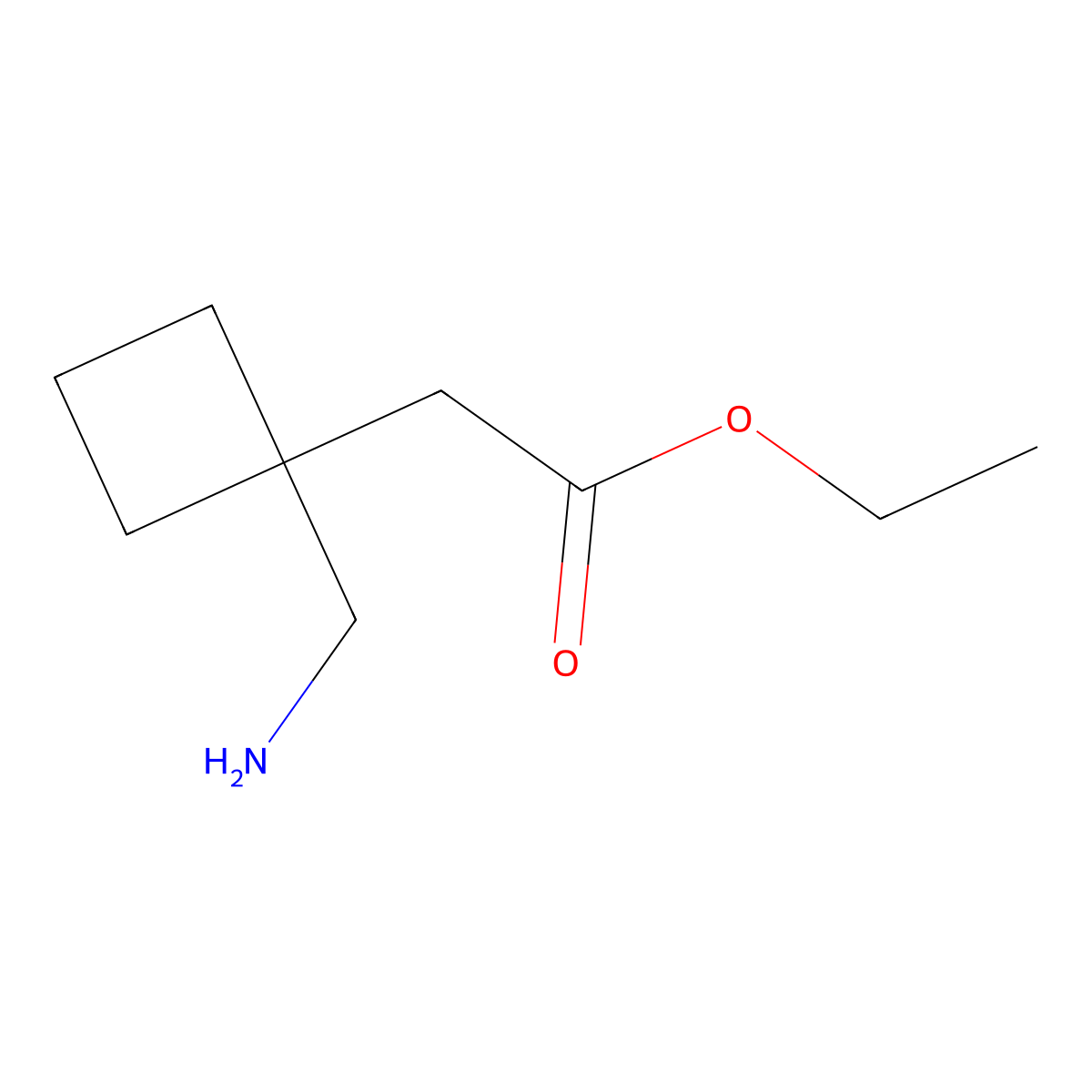 Ethyl 2-[1-(aminomethyl)cyclobutyl]acetate molecular structure, CAS 1522726-85-7
