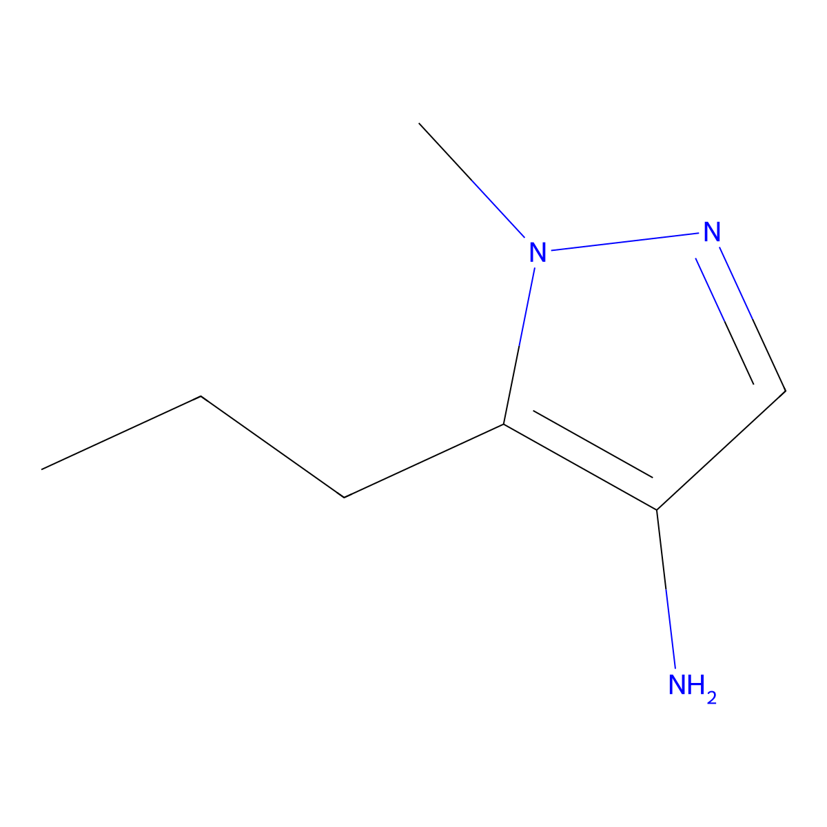 1-methyl-5-propyl-1H-pyrazol-4-amine molecular structure, CAS 1522748-50-0