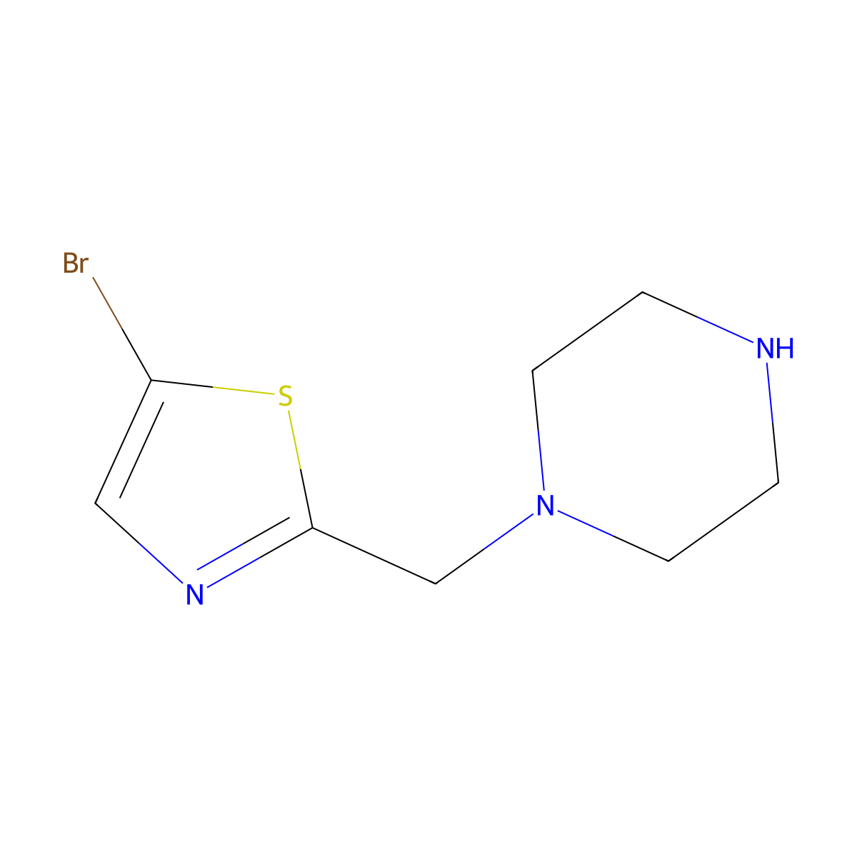 5-Bromo-2-(piperazin-1-ylmethyl)thiazole molecular structure, CAS 1522749-11-6