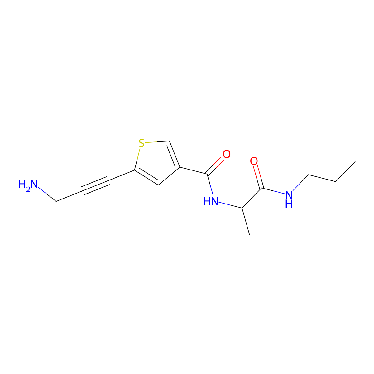 2-{[5-(3-aminoprop-1-yn-1-yl)thiophen-3-yl]formamido}-N-propylpropanamide molecular structure, CAS 1522751-81-0