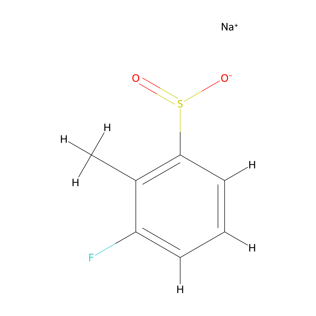 Sodium 3-fluoro-2-methylbenzene-1-sulfinate molecular structure, CAS 1522764-70-0
