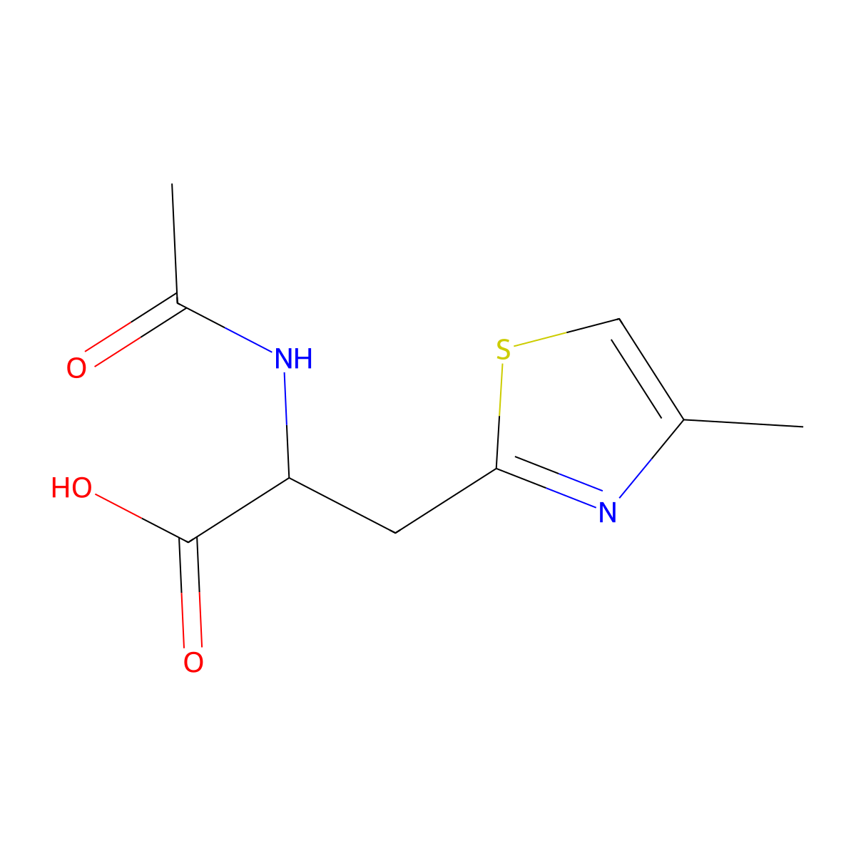 2-Acetamido-3-(4-methyl-1,3-thiazol-2-yl)propanoic acid molecular structure, CAS 1522765-80-5