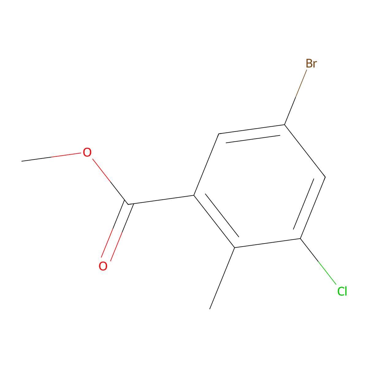 Methyl 5-bromo-3-chloro-2-methylbenzoate molecular structure, CAS 1522778-35-3