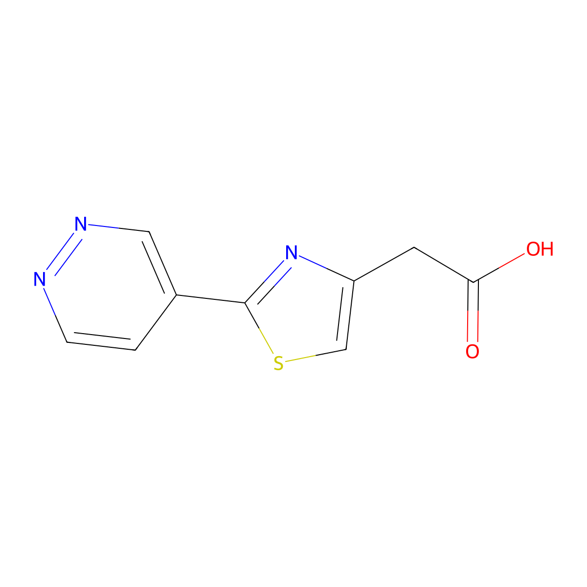 2-[2-(Pyridazin-4-yl)-1,3-thiazol-4-yl]acetic acid molecular structure, CAS 1522779-90-3