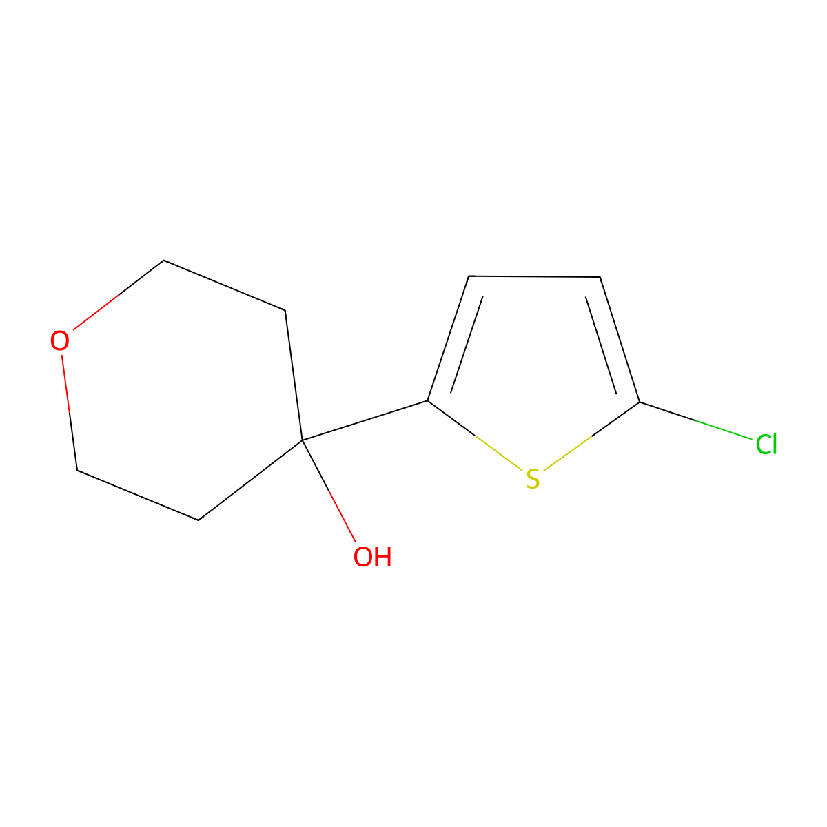 4-(5-Chloro-2-thienyl)oxan-4-ol molecular structure, CAS 1522784-89-9