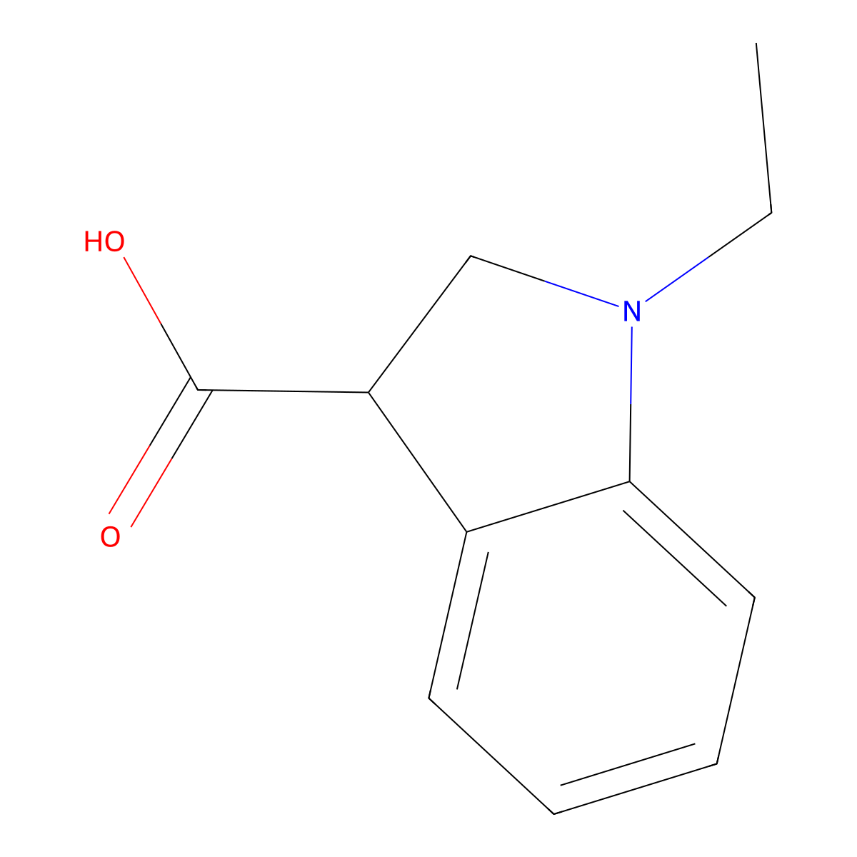 1-ethyl-2,3-dihydro-1H-indole-3-carboxylic acid molecular structure, CAS 1522784-97-9