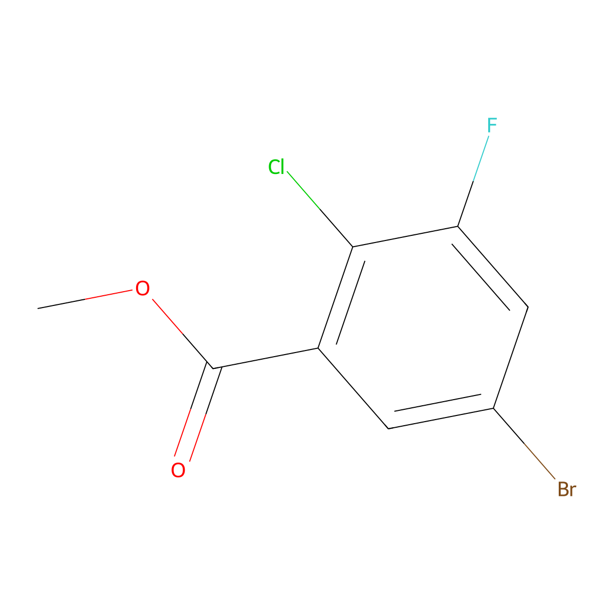 Methyl 5-bromo-2-chloro-3-fluorobenzoate molecular structure, CAS 1522792-11-5