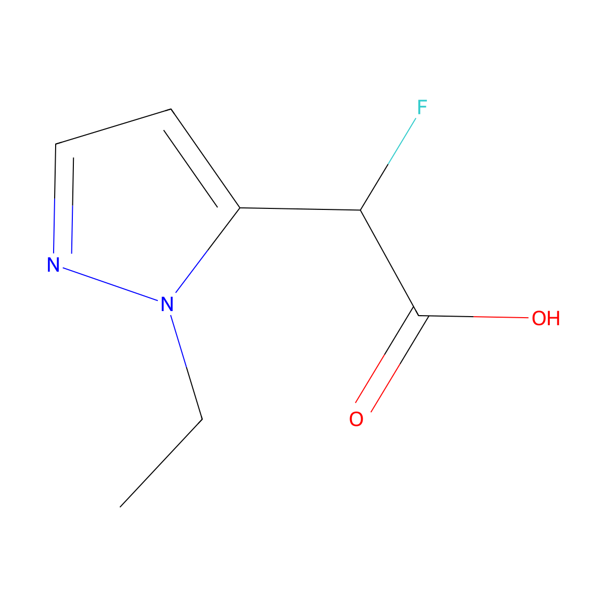 2-(1-ethyl-1H-pyrazol-5-yl)-2-fluoroacetic acid molecular structure, CAS 1522799-05-8