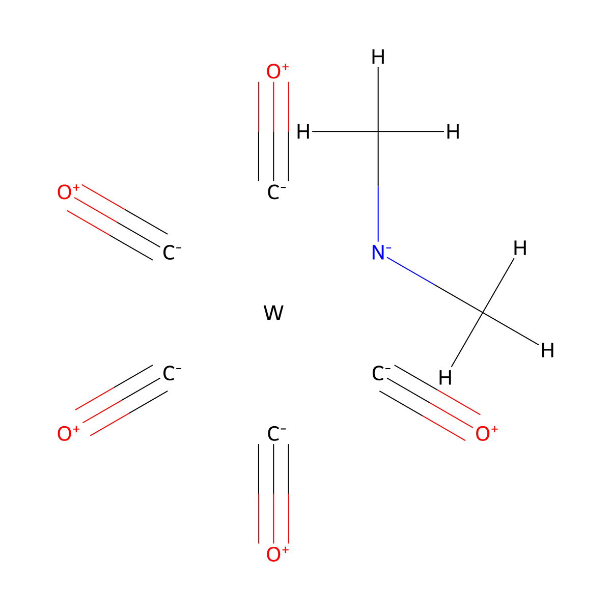 Tungsten, pentacarbonyl(N-methylmethanamine)-(OC-6-22)- molecular structure, CAS 15228-31-6