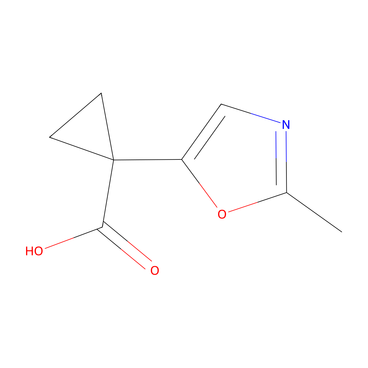 1-(2-Methyl-1,3-oxazol-5-yl)cyclopropane-1-carboxylic acid molecular structure, CAS 1522805-68-0