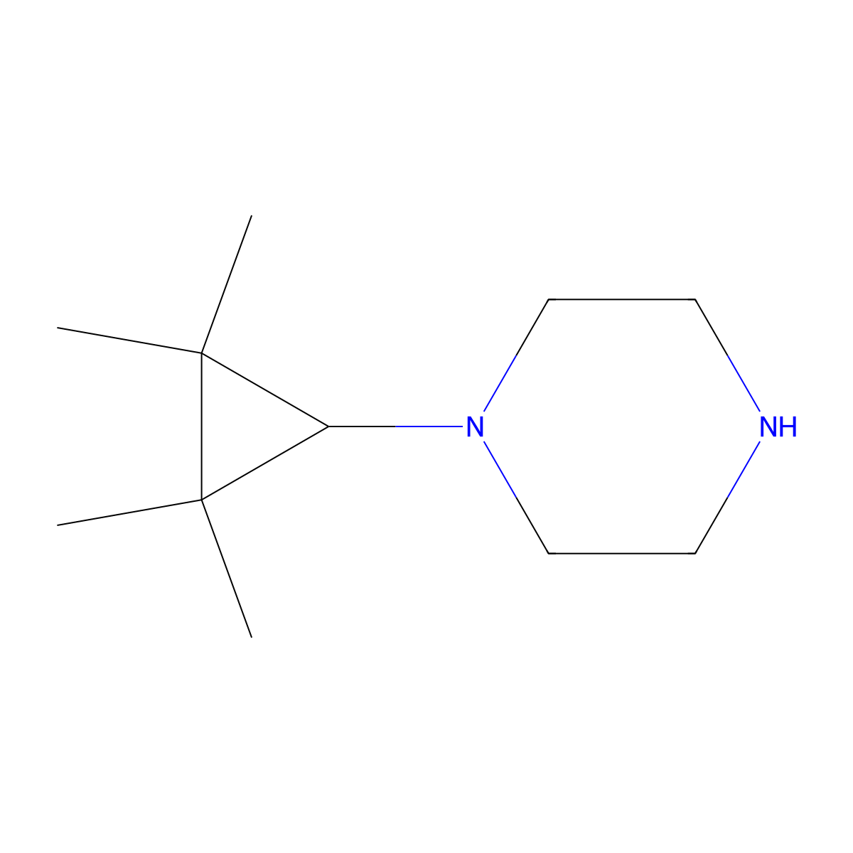 1-(2,2,3,3-Tetramethylcyclopropyl)piperazine molecular structure, CAS 1522818-73-0