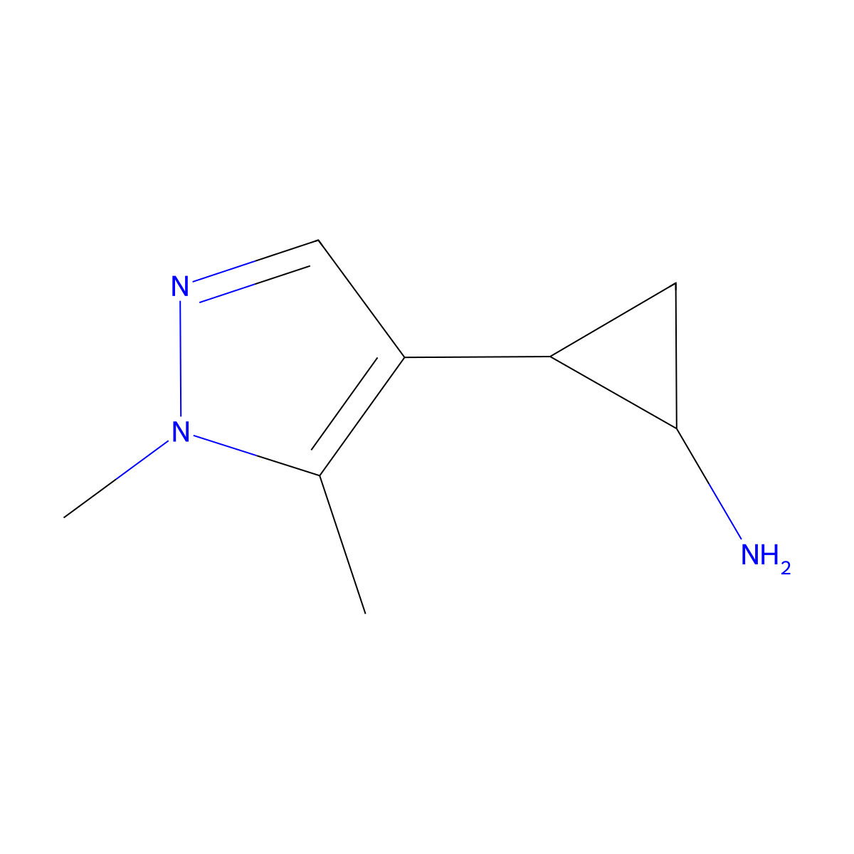 2-(1,5-dimethyl-1H-pyrazol-4-yl)cyclopropan-1-amine molecular structure, CAS 1522820-33-2