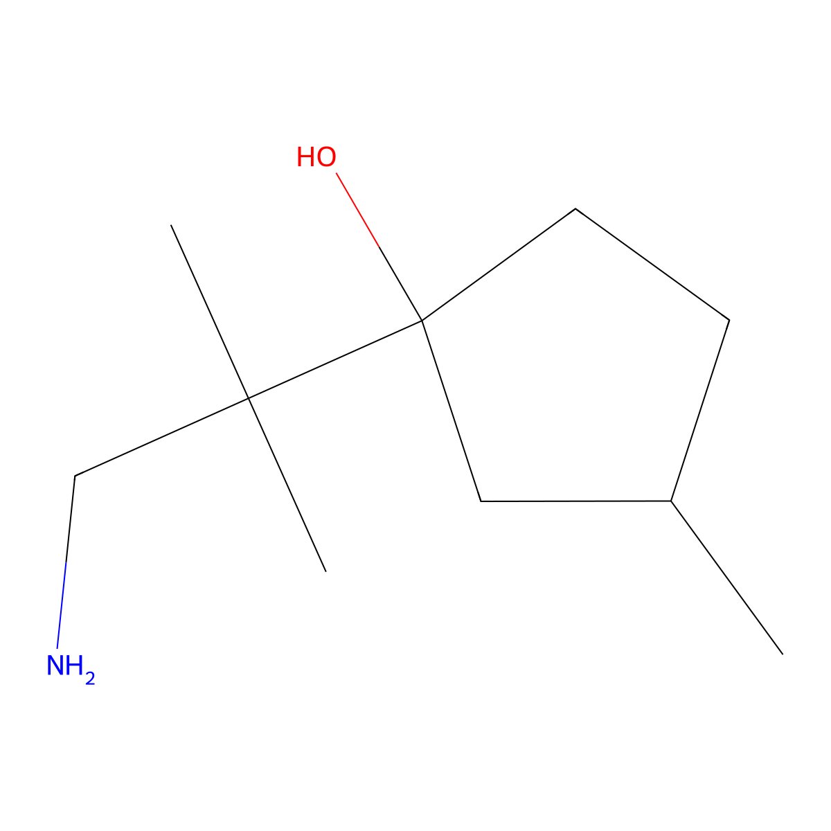 1-(1-Amino-2-methylpropan-2-yl)-3-methylcyclopentan-1-ol molecular structure, CAS 1522828-72-3