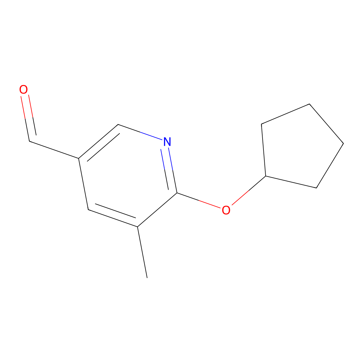6-(Cyclopentyloxy)-5-methyl-3-pyridinecarboxaldehyde molecular structure, CAS 1522837-67-7