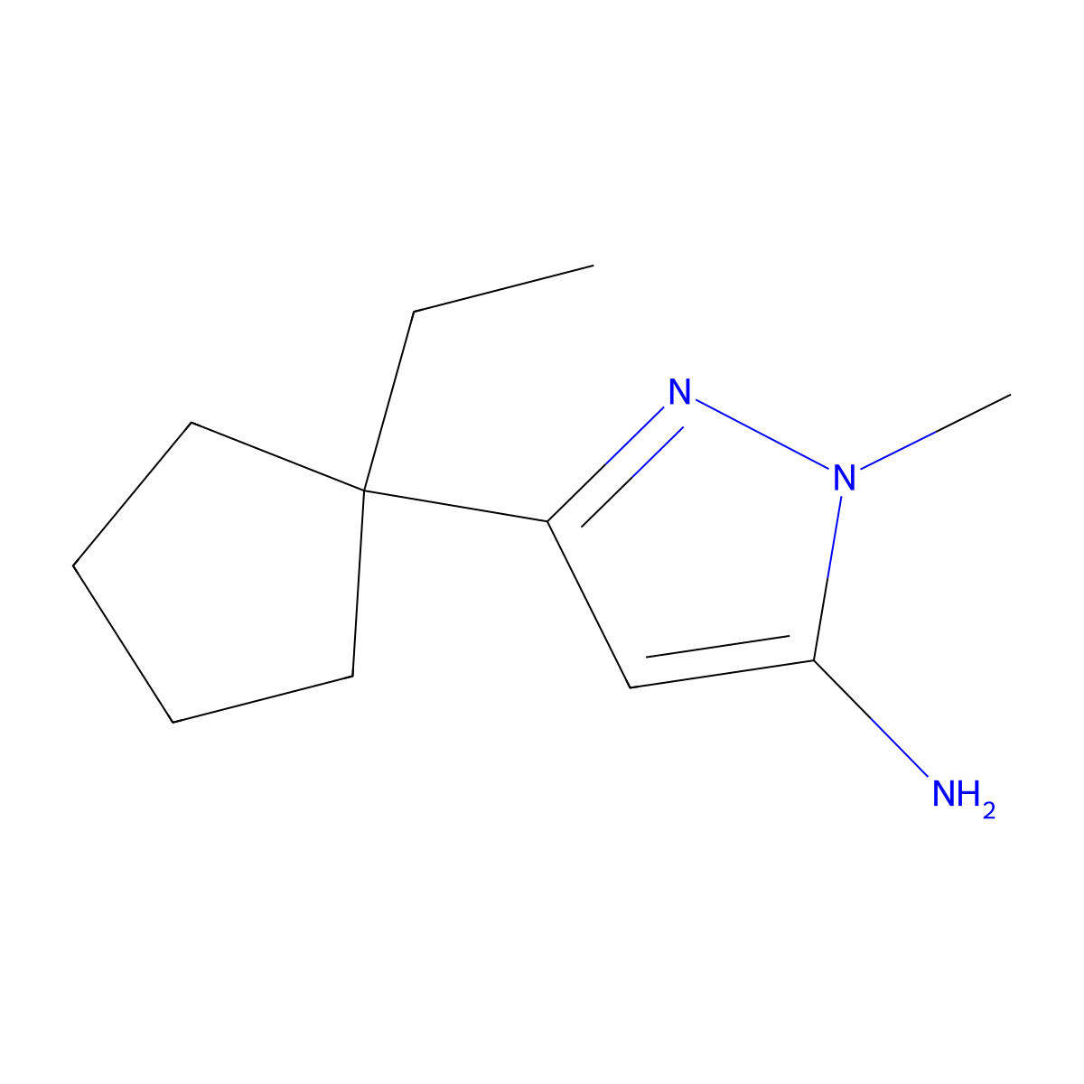 3-(1-Ethylcyclopentyl)-1-methyl-1H-pyrazol-5-amine molecular structure, CAS 1522838-87-4