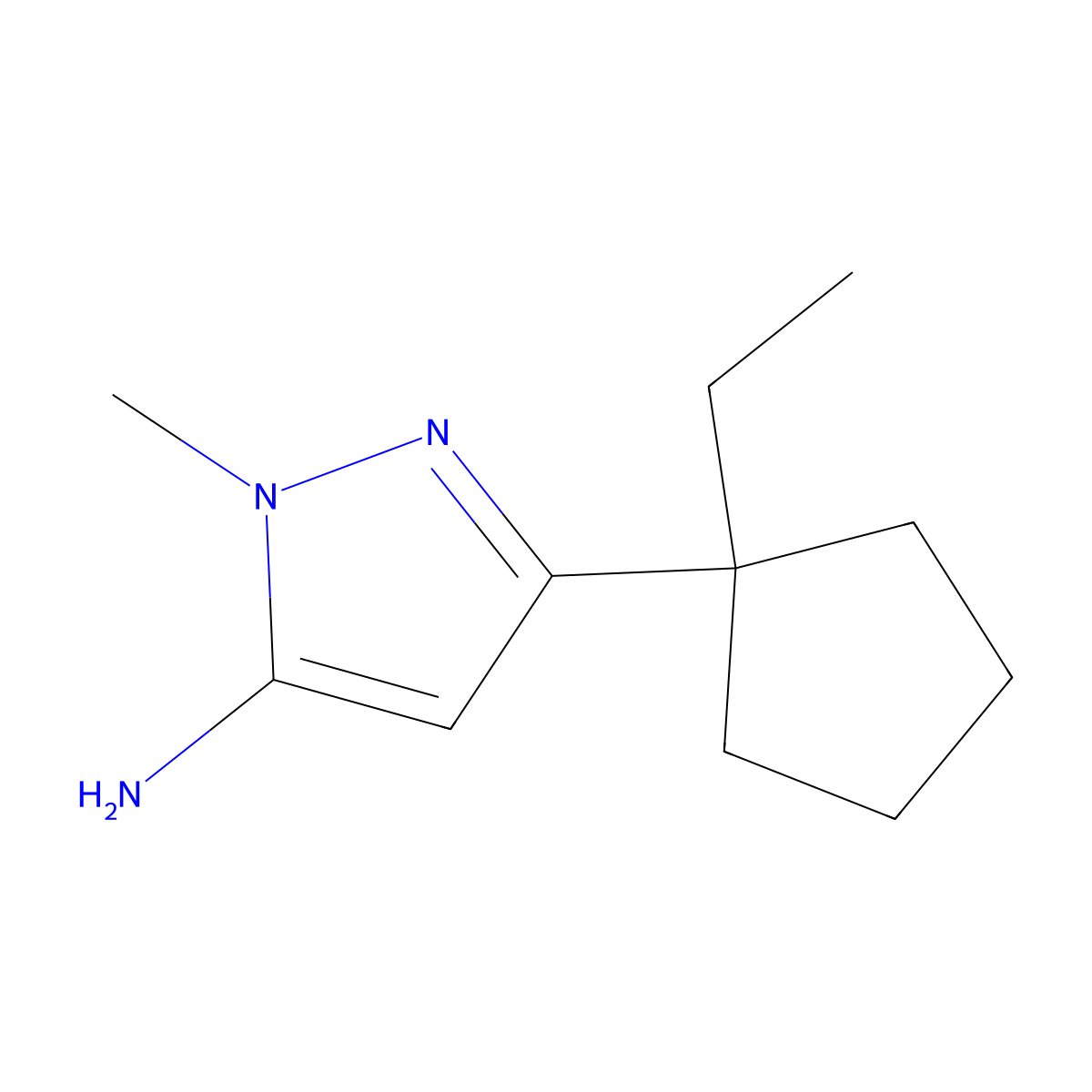 3-(1-Ethylcyclopentyl)-1-methyl-1H-pyrazol-5-amine molecular structure, CAS 1522838-87-4