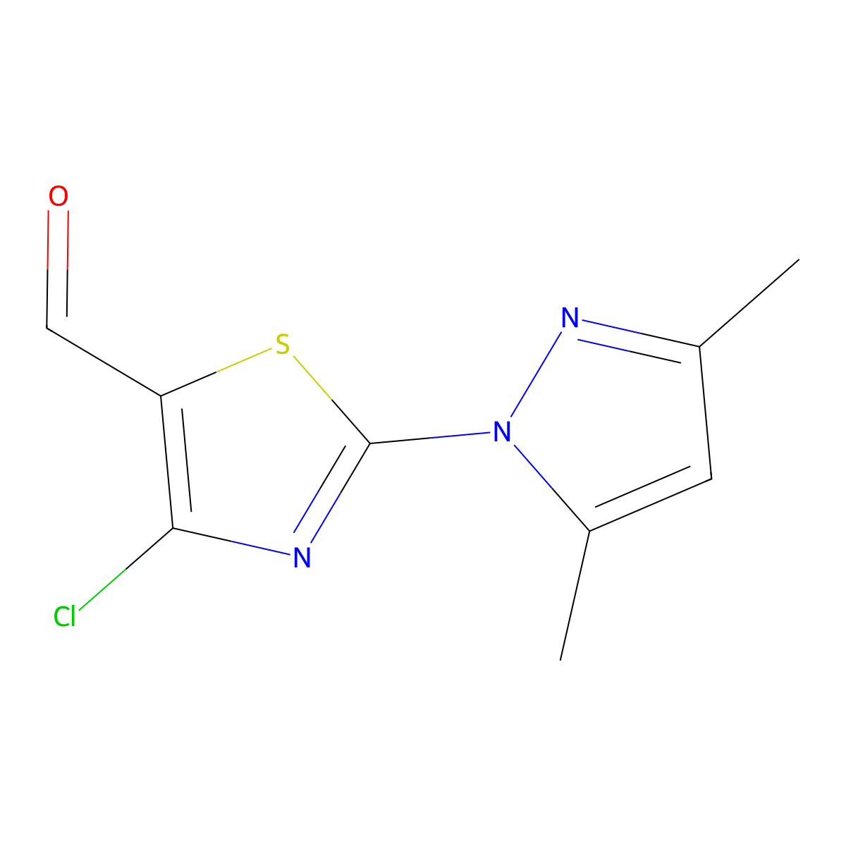 4-Chloro-2-(3,5-dimethyl-1H-pyrazol-1-YL)-1,3-thiazole-5-carbaldehyde molecular structure, CAS 1522849-38-2