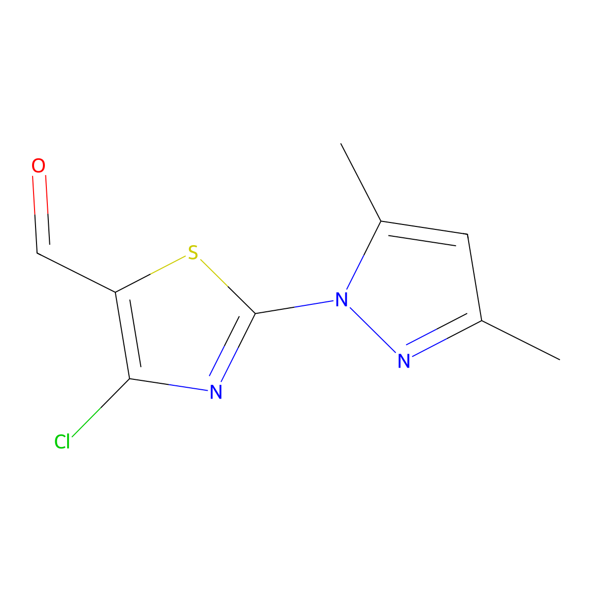 4-Chloro-2-(3,5-dimethyl-1H-pyrazol-1-YL)-1,3-thiazole-5-carbaldehyde molecular structure, CAS 1522849-38-2