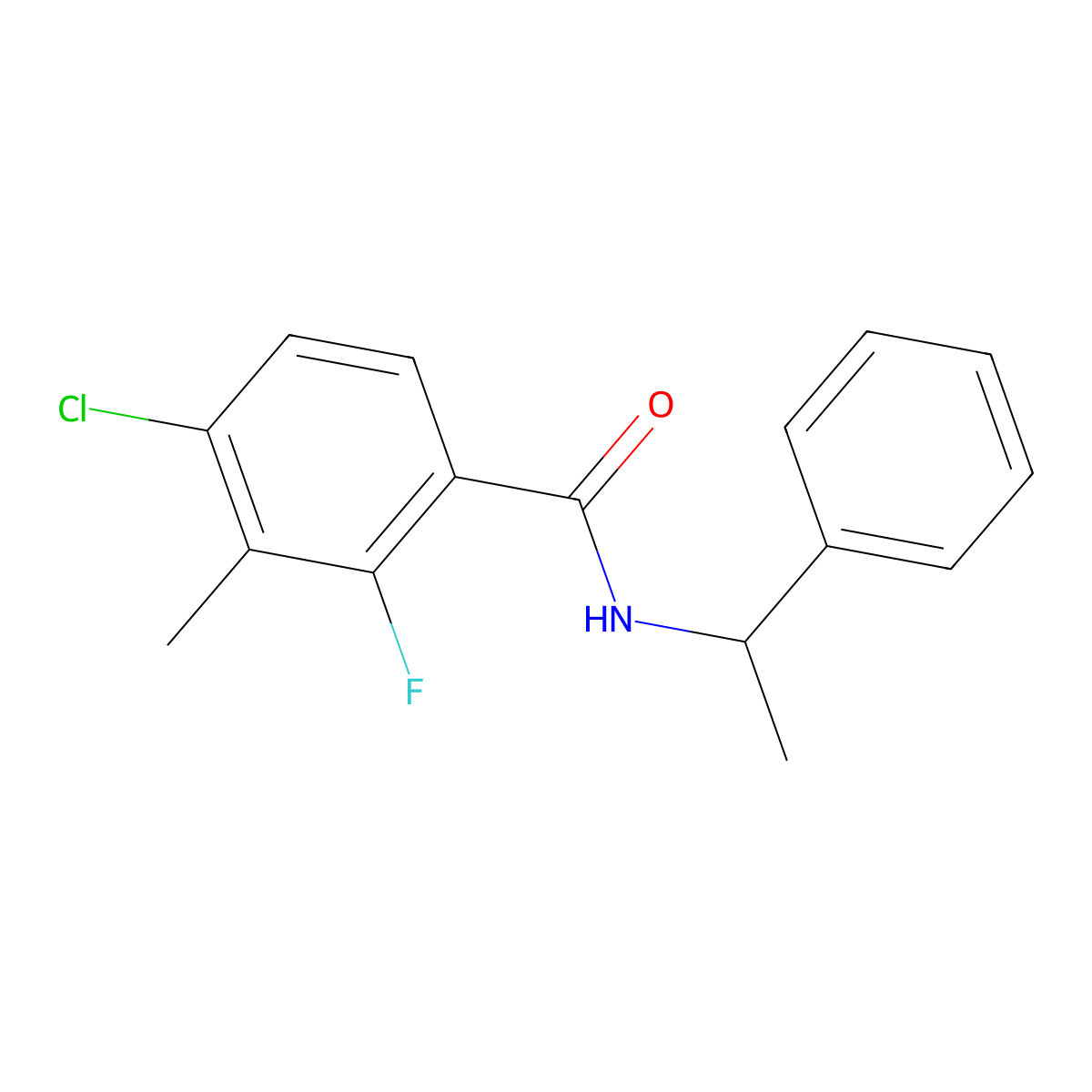 4-Chloro-2-fluoro-3-methyl-N-(1-phenylethyl)benzamide molecular structure, CAS 1522868-18-3