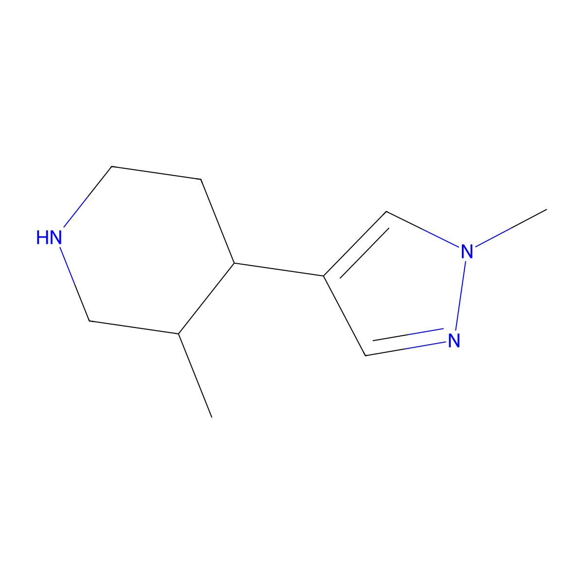 3-Methyl-4-(1-methyl-1H-pyrazol-4-YL)piperidine molecular structure, CAS 1522874-02-7