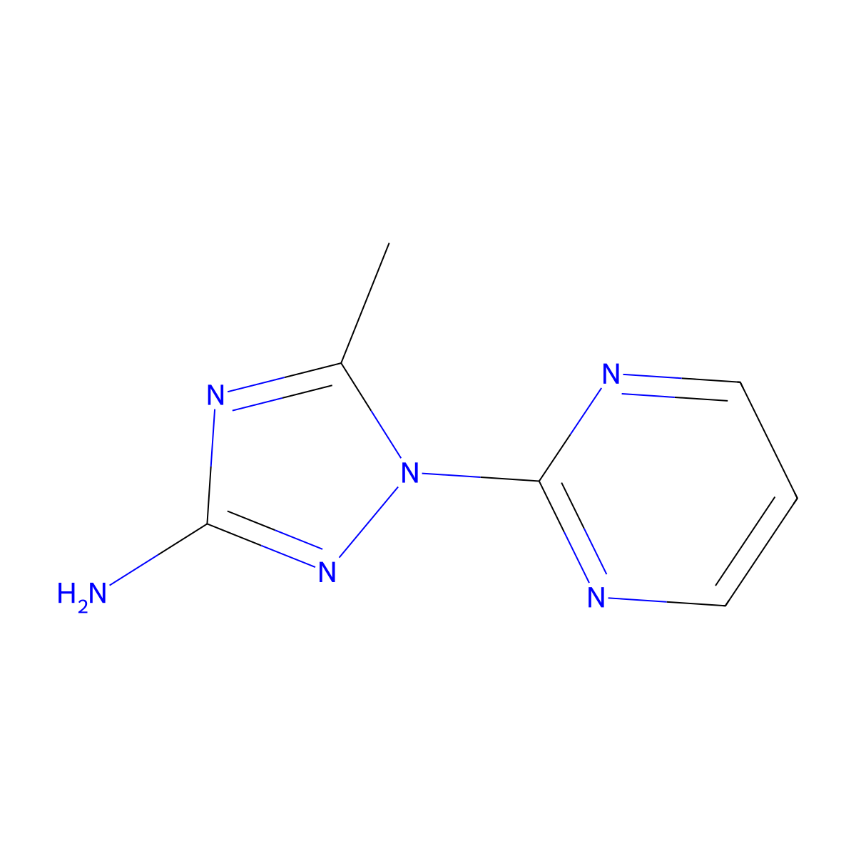 5-methyl-1-(pyrimidin-2-yl)-1H-1,2,4-triazol-3-amine molecular structure, CAS 1522881-93-1