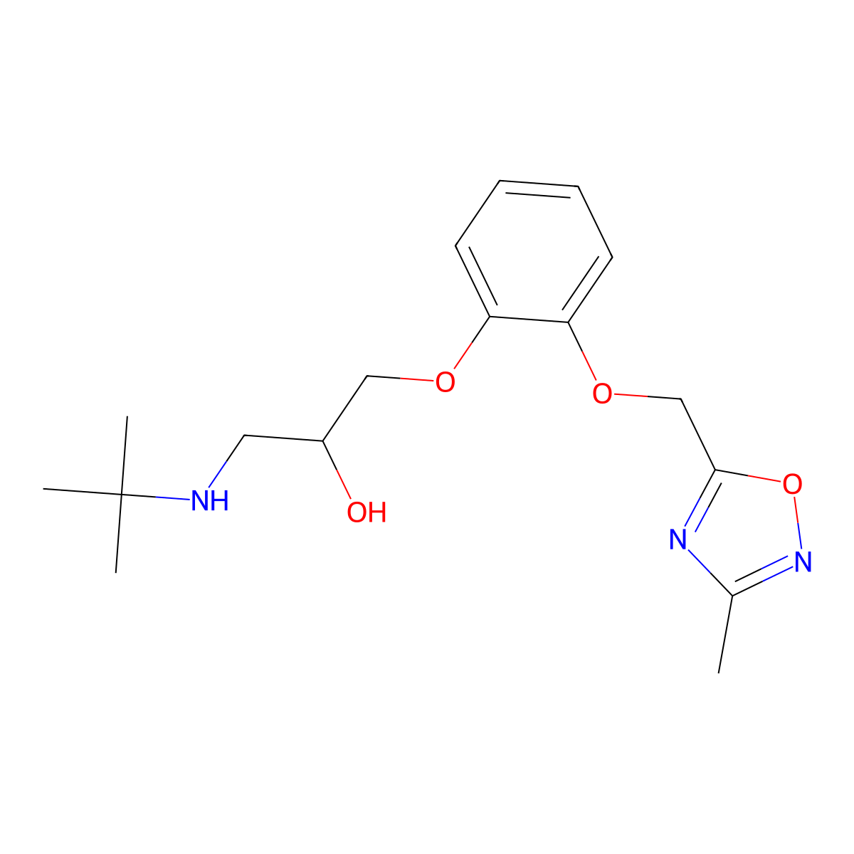 1-[(1,1-Dimethylethyl)amino]-3-[2-[(3-methyl-1,2,4-oxadiazol-5-yl)methoxy]phenoxy]-2-propanol molecular structure, CAS 152289-58-2