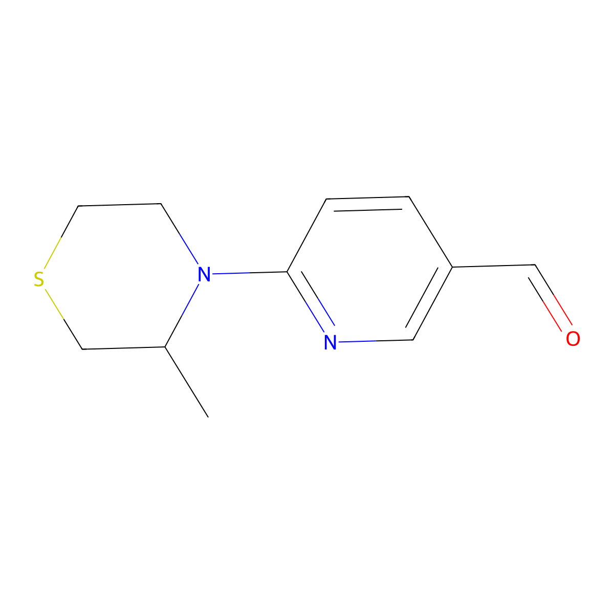 6-(3-Methylthiomorpholin-4-YL)pyridine-3-carbaldehyde molecular structure, CAS 1522902-70-0