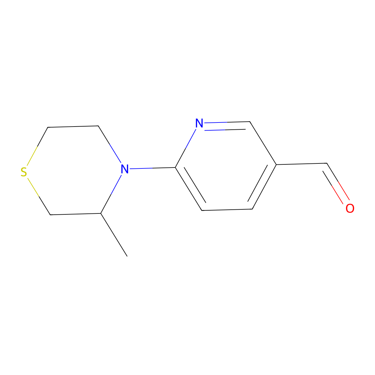 6-(3-Methylthiomorpholin-4-YL)pyridine-3-carbaldehyde molecular structure, CAS 1522902-70-0