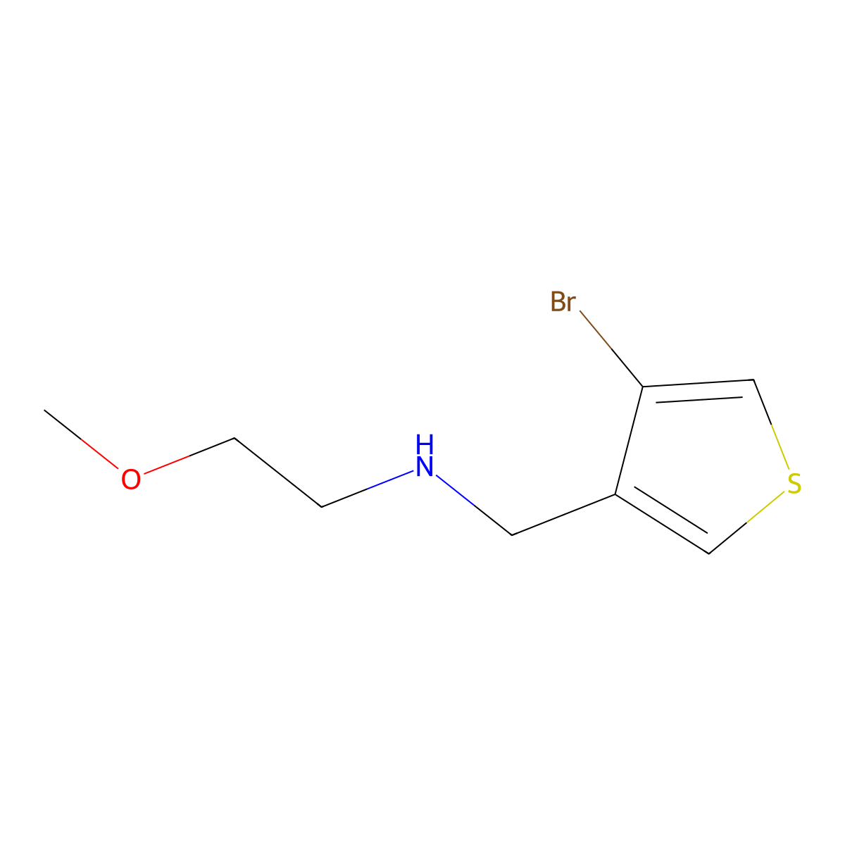 n-((4-Bromothiophen-3-yl)methyl)-2-methoxyethan-1-amine molecular structure, CAS 1522933-48-7
